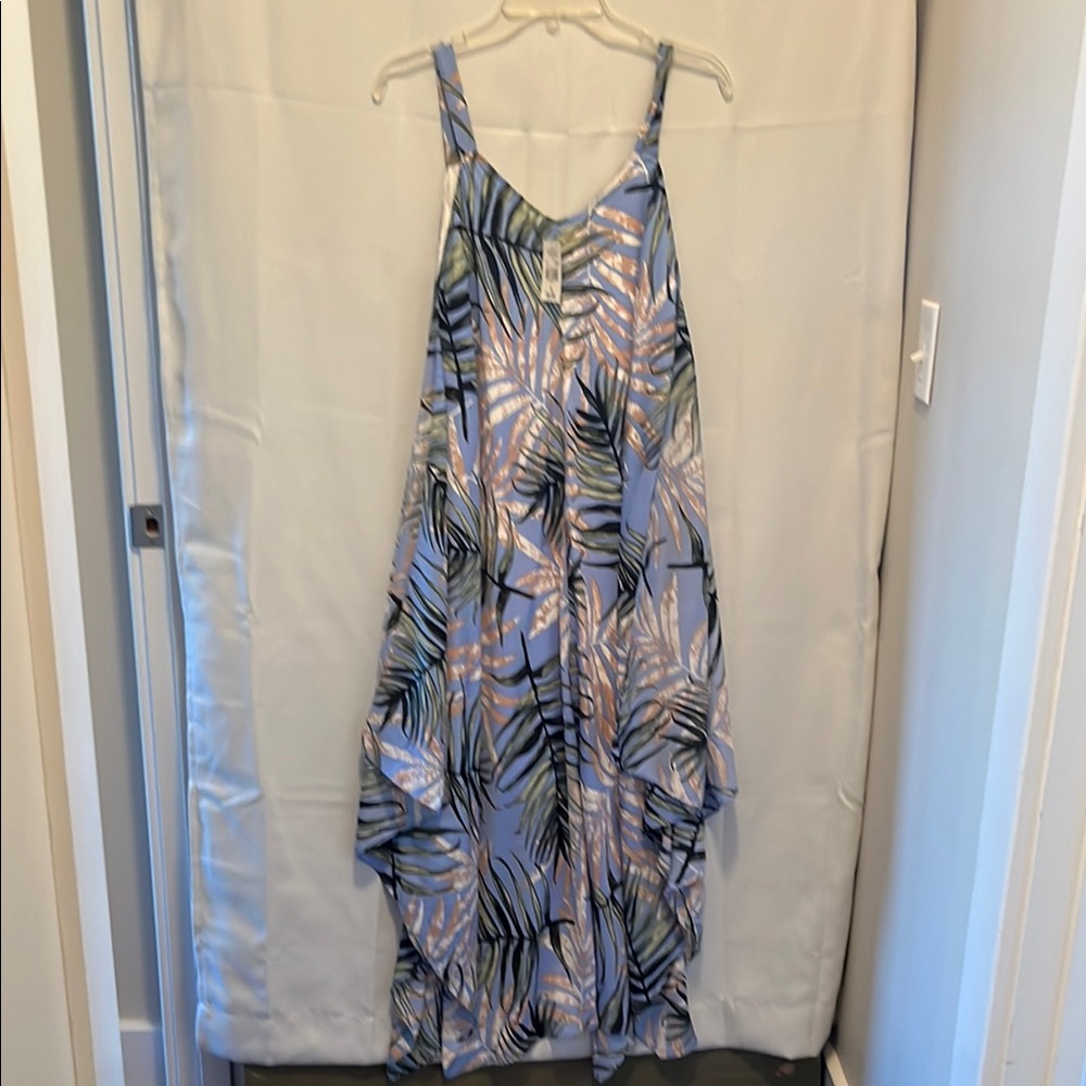 Elegant Blue Leaf Print Maxi Dress Alchemy Thread NWT size M